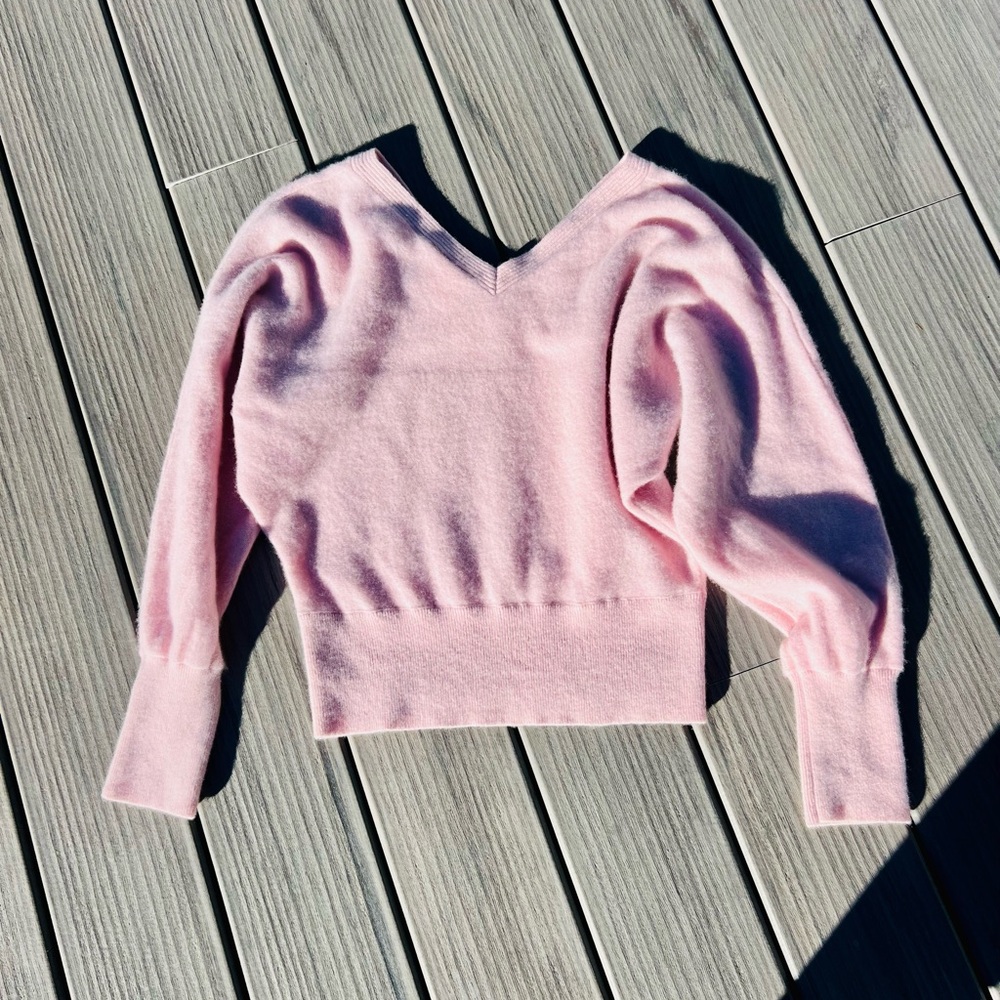 Maeve Blush V-Neck Cashmere Sweater - Picture 5 of 6